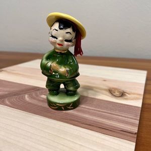 Rare Vintage Josef Originals MI-TU Green Ceramic Figurine, Asian Figurines